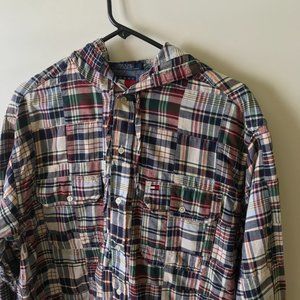 Tommy Hilfiger Plaid Hooded Long Sleeve Shirt M